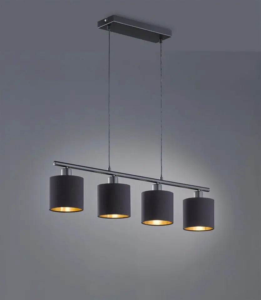 Reality Leuchten Pendelleuchte Tommy, 4-flammig, höhenverstellbar, E14, schwarz-gold