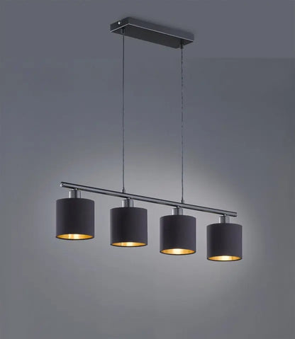 Reality Leuchten Pendelleuchte Tommy, 4-flammig, höhenverstellbar, E14, schwarz-gold