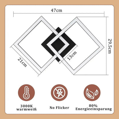 ZMH LED Deckenleuchte 24W Modern, 2-flammig, warmweiß, schwenkbar
