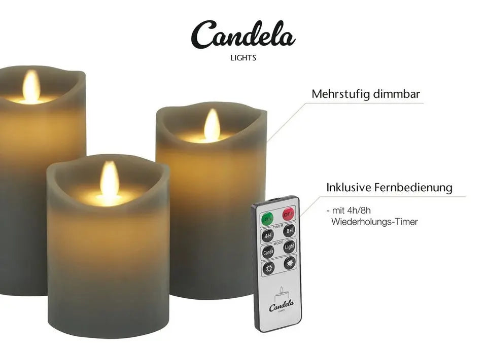 LC Home LED-Kerzen Set, Echtwachskerzen mit Timer und Fernbedienung, dimmbar